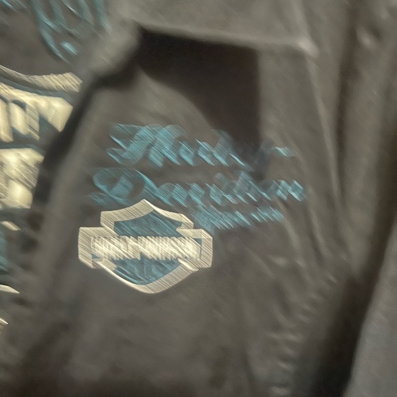 Harley-Davidson Women's Black zipper blouse long sleeve - Picture 2 of 4